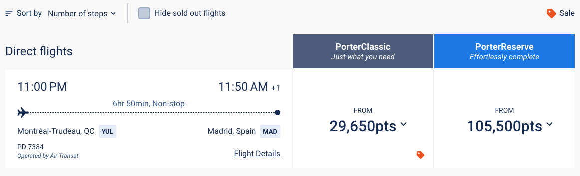 Screenshot 2025 10 27 at 10.56.46 AM Air Transat Porter YUL MAD